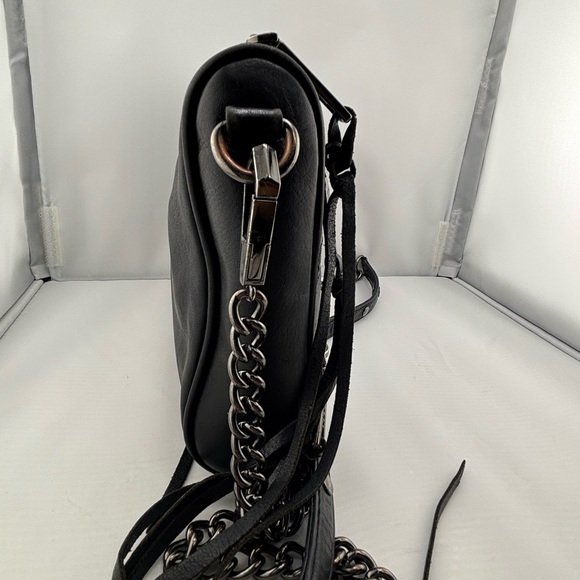 Rebecca Minkoff 3-Zip Front Leather Crossbody Bag Black Gunmetal - Picture 5 of 15